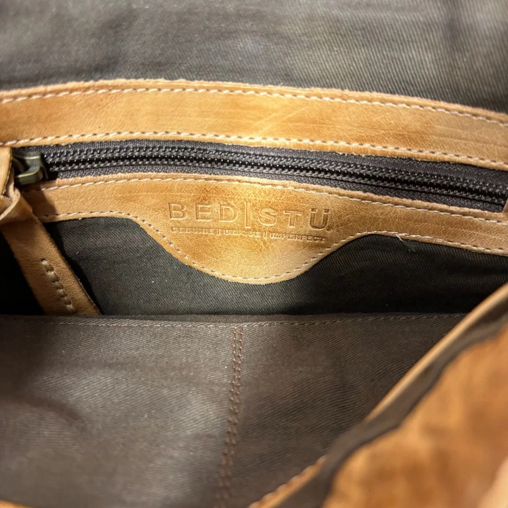 Bed Stu Tan Venice Leather Distressed Crossbody Messenger Bag